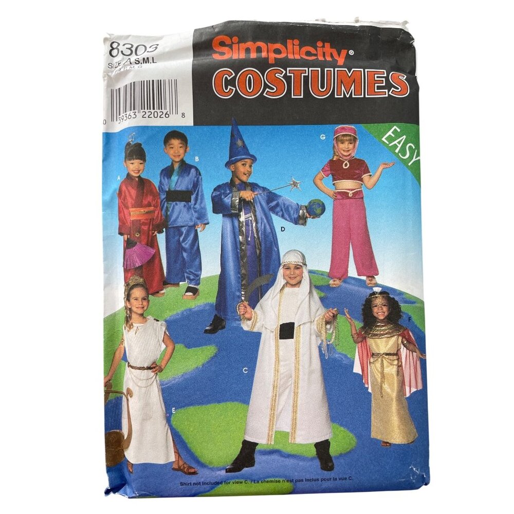 90s Simplicity 8303 Costumes Sewing Pattern Sizes Small-Large Kids Vintage UNCUT